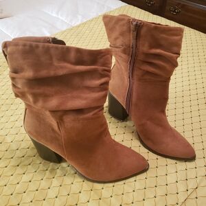 Brown Suede Slouch Boots